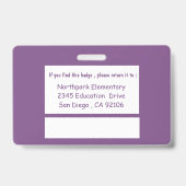 紫色の両面k-12学校先生IDバッジ バッジ (裏面)