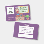 紫色の両面k-12学校先生IDバッジ バッジ (正面＆裏面)