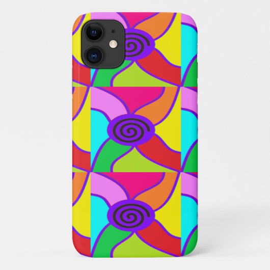 紫色の中心ヒッピースタイルアートスパイラルスコープfla Case-Mate iPhoneケース (裏面)
