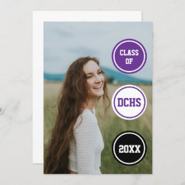 紫色の丸の写真卒業 招待状