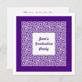 紫色の主パターン卒業生のパーティの招待状 招待状 (正面/裏面)