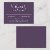 紫色の予算モダンスクリプトウェディングRSVPカード エンクロージャーカード (正面/裏面)