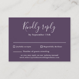 紫色の予算モダンスクリプトウェディングRSVPカード エンクロージャーカード