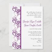 紫色の二重ハートの渦巻の結婚式招待状 招待状 (正面)