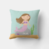 紫色の人魚およびヒトデの枕 クッション (裏面)