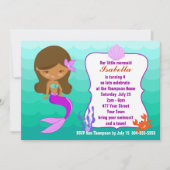 紫色の人魚のプールを囲んでのパーティ 招待状 (正面)