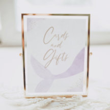 紫色の人魚の女の子の誕生日カードとギフト