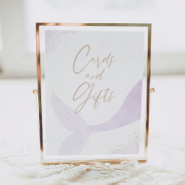 紫色の人魚の女の子の誕生日カードとギフト ポスター