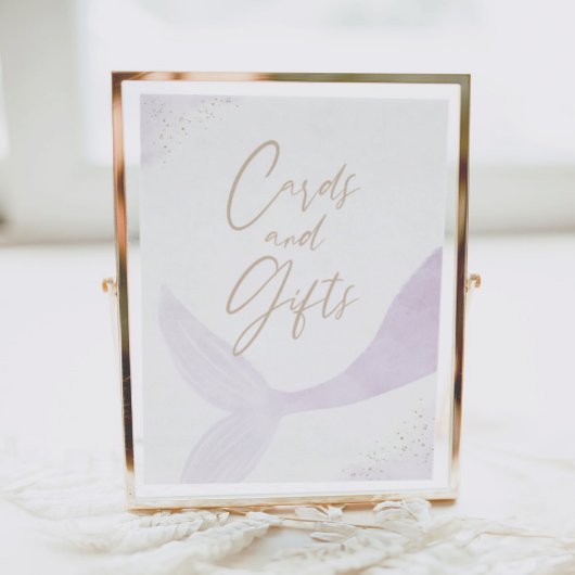 紫色の人魚の女の子の誕生日カードとギフト ポスター