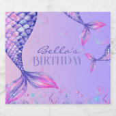 紫色の人魚の誕生日パーティードリンクラベル スパークリングワインラベル (シングルラベル)