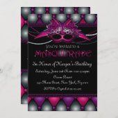 紫色の仮面舞踏会のパーティの招待状 招待状 (正面/裏面)