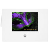 紫色の仮面舞踏会のマスクのテーブル数カード (裏面横)