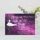 紫色の仮面舞踏会の謝肉祭の球の招待状 招待状 (スタンド正面)