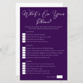 紫色の何があなたの電話のブライダルシャワーゲーム (正面/裏面)