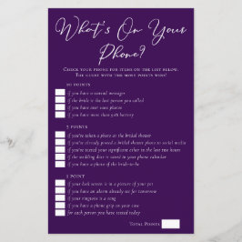紫色の何があなたの電話のブライダルシャワーゲーム