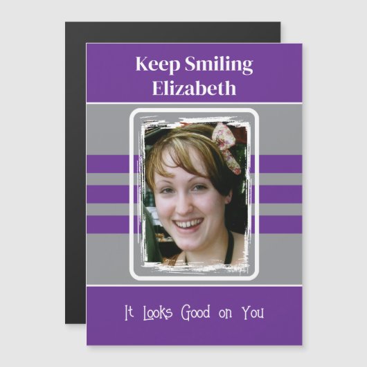 紫色の保磁気カード1枚 マグネット招待状 (正面/裏面)