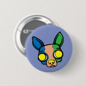 紫色の修道士の子犬ボタン 缶バッジ (正面&裏面)