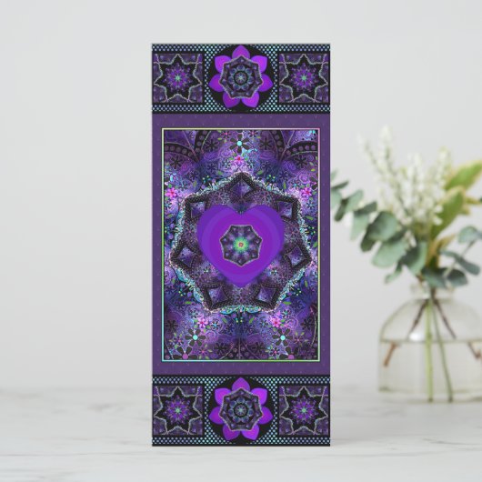紫色の傘とハート.7ノートカード (スタンド正面)