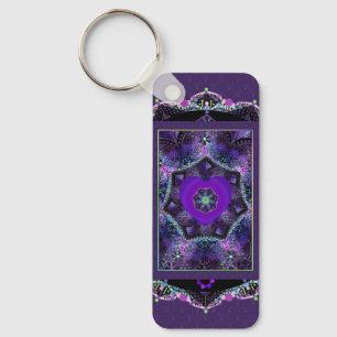 紫色の傘とハート.7 Keychain キーホルダー