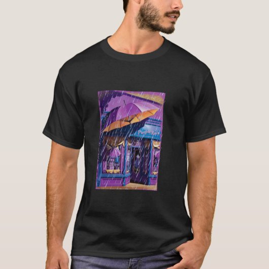 紫色の傘 雨嵐 Tシャツ (正面)