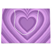 紫色の催眠ハートラブパターン ラージペーパーバッグ (正面)