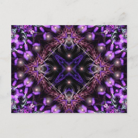 紫色の光フラクタルタペストリーハガキ ポストカード (正面)
