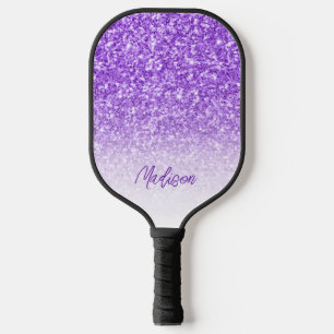 紫色の光沢のあるグリッター ピックルボールラケット