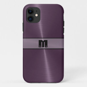 紫色の光沢のあるステンレススチールメタル9 iPhone 11 ケース