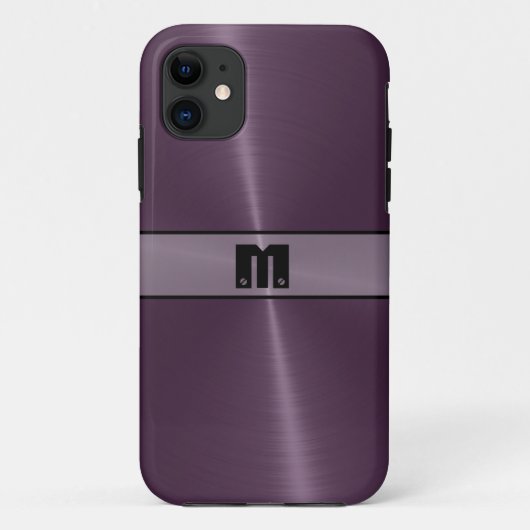 紫色の光沢のあるステンレススチールメタル9 Case-Mate iPhoneケース (裏面)