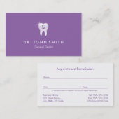 紫色の光沢のある笑顔の歯の歯科アポイントメント 予約カード (正面/裏面)