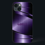 紫色の光沢のある金属ブラシ仕上げアルミニウムの外観 iPhone 13ケース<br><div class="desc">光沢のある紫色の金属ブラシ仕上げアルミニウムの外観。カスタムとオプションのモノグラムクール男らしデザイン他の製品で利用可能</div>