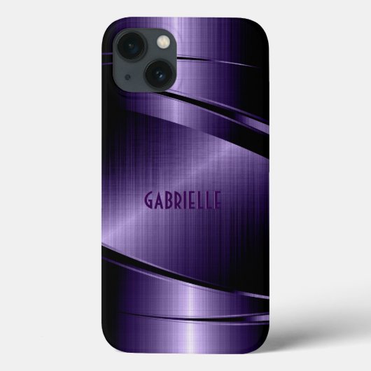 紫色の光沢のある金属ブラシ仕上げアルミニウムの外観 Case-Mate iPhoneケース (裏面)