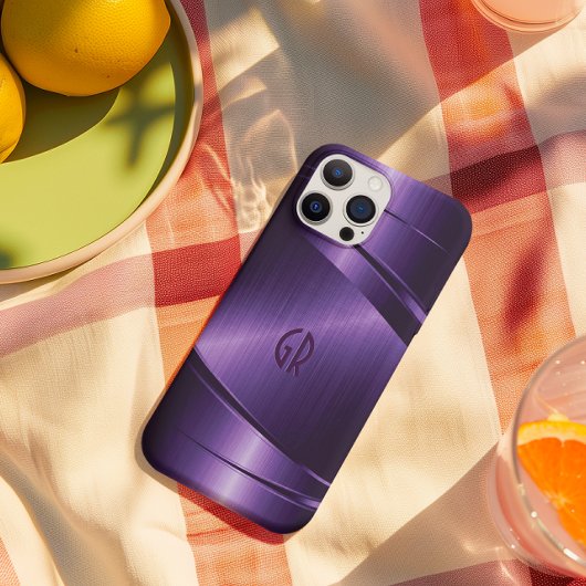 紫色の光沢のある金属ブラシ仕上げアルミニウムの外観 Case-Mate iPhoneケース