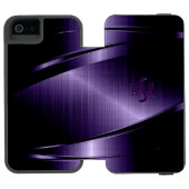 紫色の光沢のある金属ブラシ仕上げアルミニウムの外観 INCIPIO iPhoneウォレットケース (フォリオオープン)