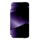 紫色の光沢のある金属ブラシ仕上げアルミニウムの外観 INCIPIO iPhoneウォレットケース (フォリオ 正面)