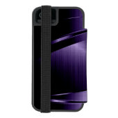 紫色の光沢のある金属ブラシ仕上げアルミニウムの外観 INCIPIO iPhoneウォレットケース (フォリオ裏面)