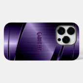 紫色の光沢のある金属ブラシ仕上げアルミニウム外観ケース – M Case-Mate iPhoneケース (裏面 (横))