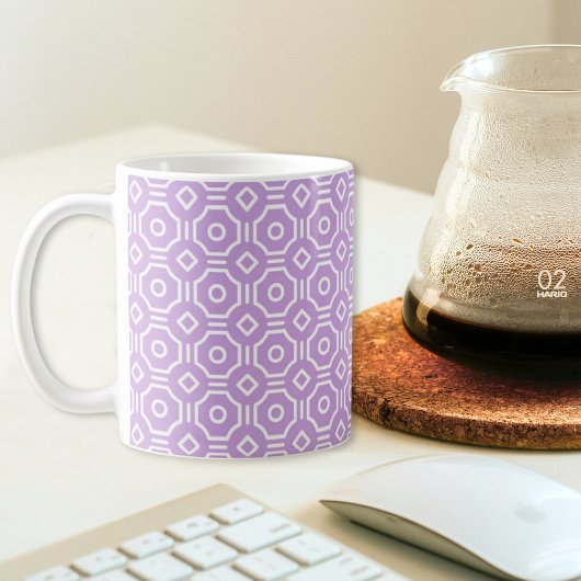 紫色の八角形の市松模様のマグカップ コーヒーマグカップ