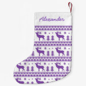 紫色の公平な島のクリスマスのセーターパターン スモールクリスマスストッキング (裏面)