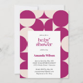 紫色の円ホタテ半世紀の赤ちゃんシャワー 招待状 (正面)