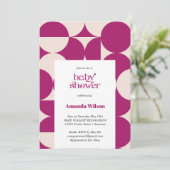 紫色の円ホタテ半世紀の赤ちゃんシャワー 招待状 (スタンド正面)