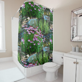 紫色の円錐花序を持つガーデンストリーム シャワーカーテン