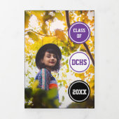 紫色の円5 – 写真の卒業 三つ折り招待状 (カバー)