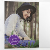 紫色の円5 – 写真の卒業 三つ折り招待状 (内部最初)