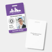 紫色の写真と2ロゴ従業員ID バッジ (Front & Back)