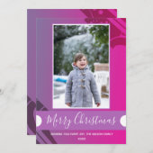 紫色の写真のクリスマス シーズンカード (正面/裏面)