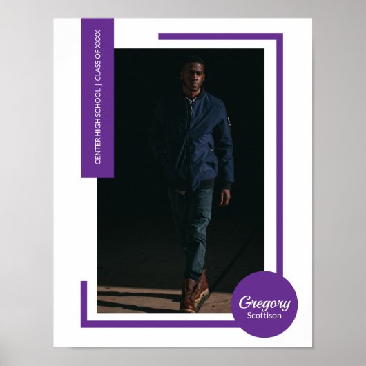 紫色の写真のモダン卒業 ポスター (正面)