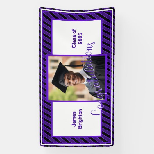 紫色の写真の卒業 横断幕 (縦)