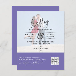 紫色の写真の結婚式の招待QRコード救日付