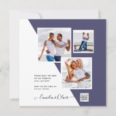 紫色の写真の結婚式QRコードを招待救日 (正面)